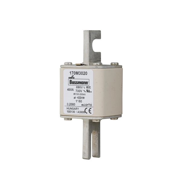 Fuse-link, high speed, 450 A, AC 690 V, compact DIN 1, 45 x 45 x 104 mm, aR, DIN, IEC, single indicator image 10