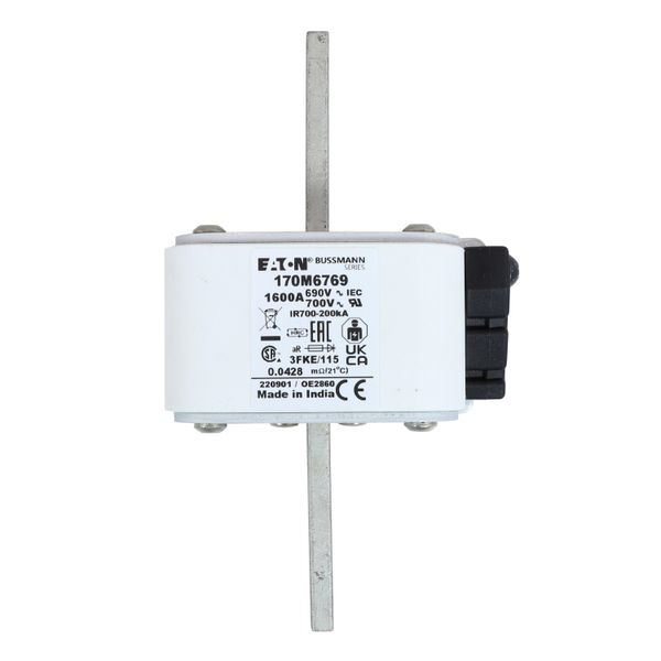 Fuse-link, high speed, 1600 A, AC 690 V, size 3, 76 x 92 x 139 mm, aR, IEC, UL, single indicator image 30