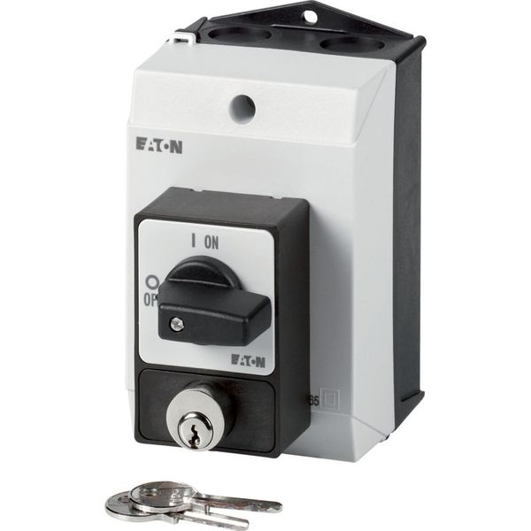 Panic switches, T0, 20 A, surface mounting, 3 pole, with black thumb grip and front plate, Cylinder lock SVA image 2