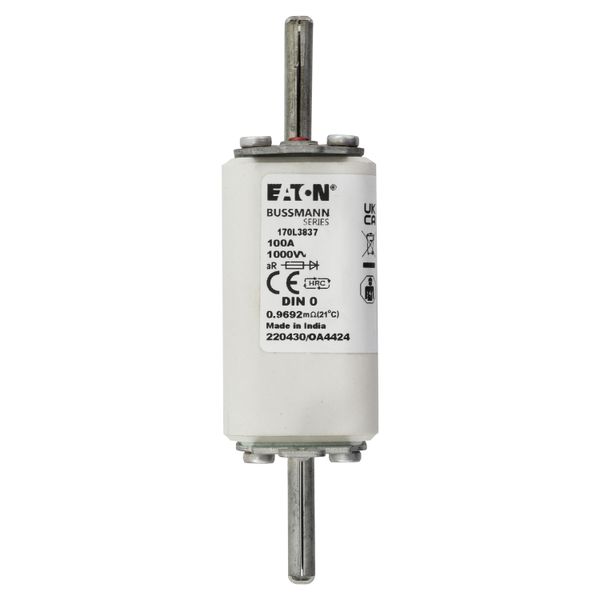 Fuse-link, high speed, 100 A, AC 1000 V, DIN 0, 35 x 60 x 125 mm, aR, DIN, IEC, single indicator image 8