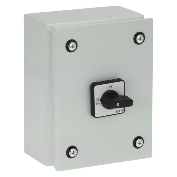 On-Off switch, P1, 40 A, 3 pole + N, surface mounting, with black thumb grip and front plate, in steel enclosure image 14