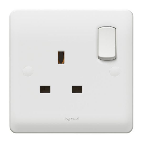 Synergy 1 Gang 13A Clean Earth Double Pole Switched Socket Outlet White image 1