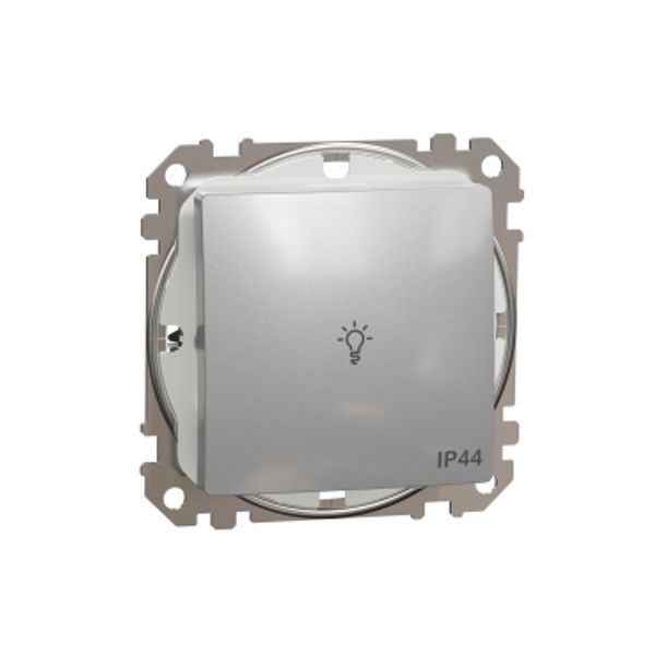 Sedna Design & Elements, 1-way Push-Button 10A Lamp Symbol, professional, aluminium image 3