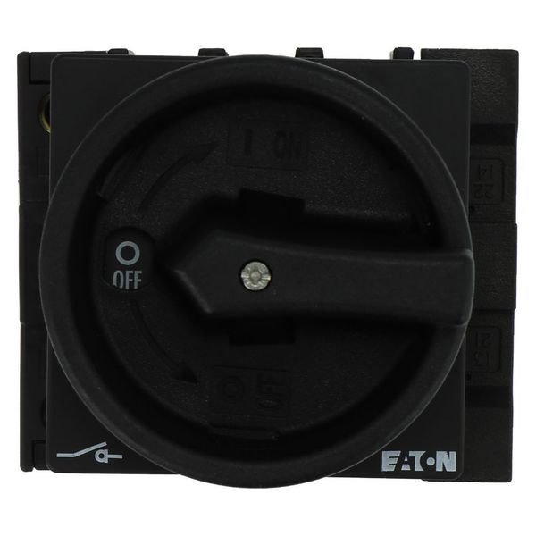 Main switch, P1, 40 A, flush mounting, 3 pole + N, 1 N/O, 1 N/C, STOP function, With black rotary handle and locking ring, Lockable in the 0 (Off) pos image 11
