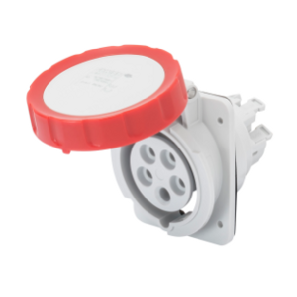 10° ANGLED FLUSH-MOUNTING SOCKET-OUTLET HP - IP66/IP67 - 3P+N+E 16A 380-415V 50/60HZ - RED - 6H - FAST WIRING image 1