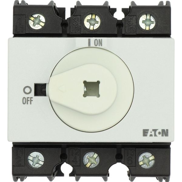 Main switch, P3, 63 A, rear mounting, 3 pole, Emergency switching off function, With red rotary handle and yellow locking ring, Lockable in the 0 (Off image 29