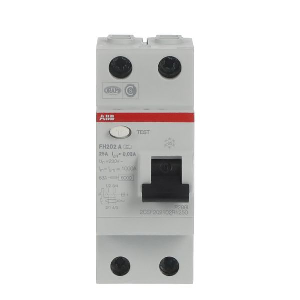 FH202 A-25/0.03 Residual Current Circuit Breaker 2P Type A 30 mA image 1
