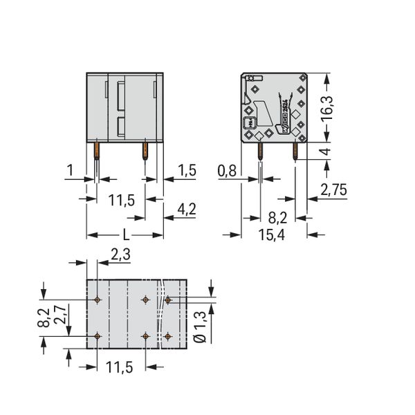 PCB terminal block 4 mm² Pin spacing 11.5 mm gray image 5