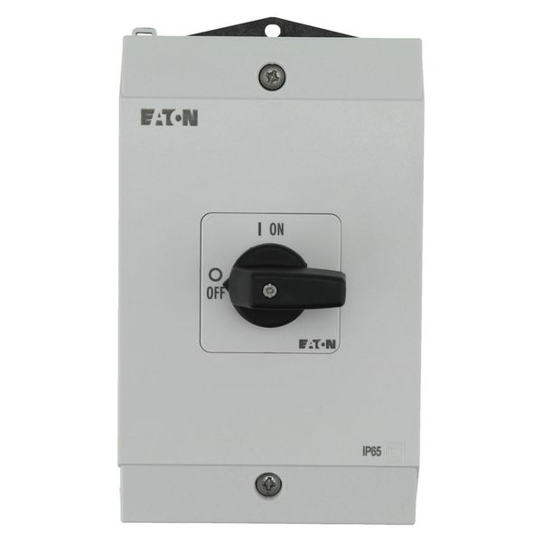On-Off switch, P1, 40 A, surface mounting, 3 pole, 1 N/O, 1 N/C, with black thumb grip and front plate, hard knockout version image 7