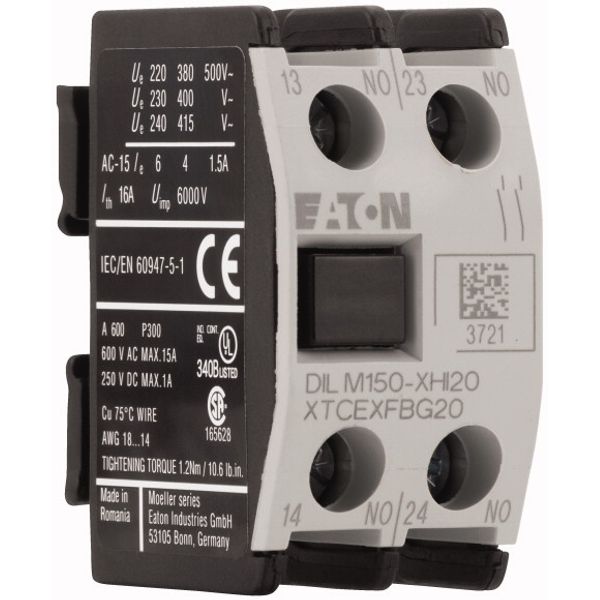 Auxiliary contact module, 2 pole, Ith= 16 A, 2 N/O, Front fixing, Screw terminals, DILM40 - DILM170 image 5
