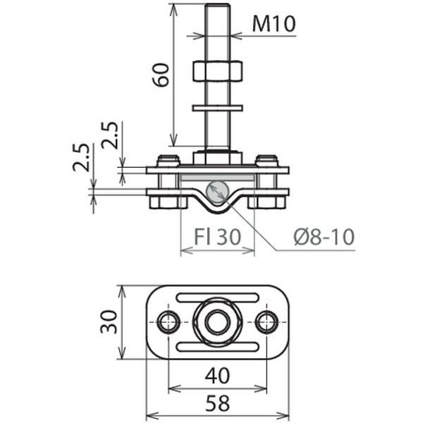 Terminal for fixed earthing point M10 f. Rd 8-10/Fl 30mm StSt (V4A) image 2