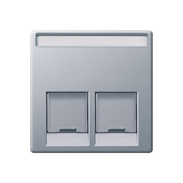 Central plate 2-gang for Schneider Electric RJ45-Connector, aluminium, System M image 1