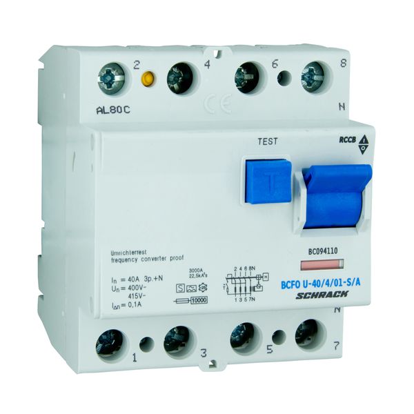 Residual current circuit breaker 40A,4-p,100mA,type A, S,FU image 2