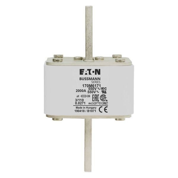 Fuse-link, high speed, 1800 A, AC 550 V, DIN 3, 76 x 90 x 139 mm, aR, DIN, IEC, single indicator image 7