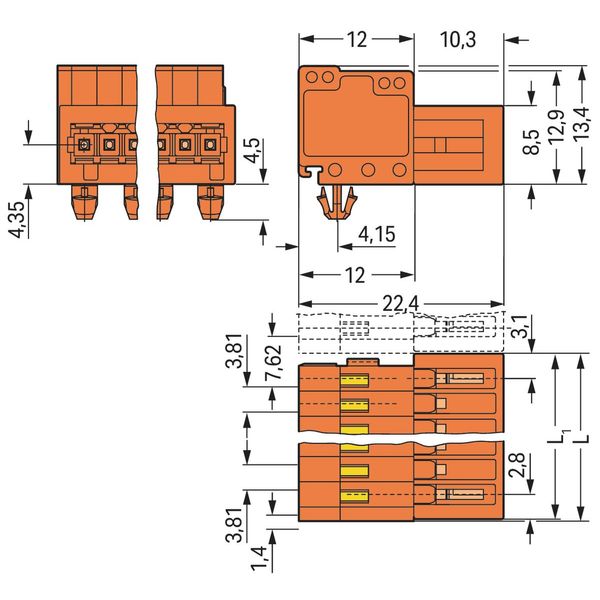 1-conductor male connector CAGE CLAMP® 1.5 mm² orange image 2