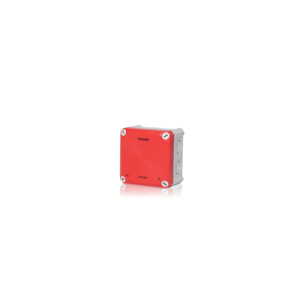 Damp area distribution box 85x85x54mm, push-through membrane IP66, PS, grey/red, safety lighting image 1