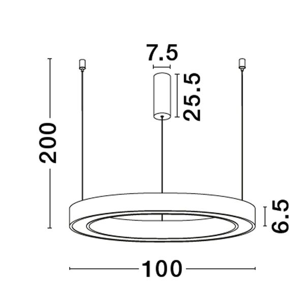 Triac Dimmable Sandy Black Aluminium  & Acrylic  LED 60 Watt 230 Volt  3389Lm 3000K IP20   D: 100 H: 200 cm Adjustable Height image 1