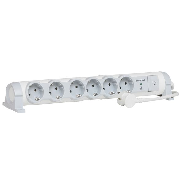 Multi-outlet extension for comfort/safety - 6x2P+E + v.s.p. - 1.5 m cord image 2