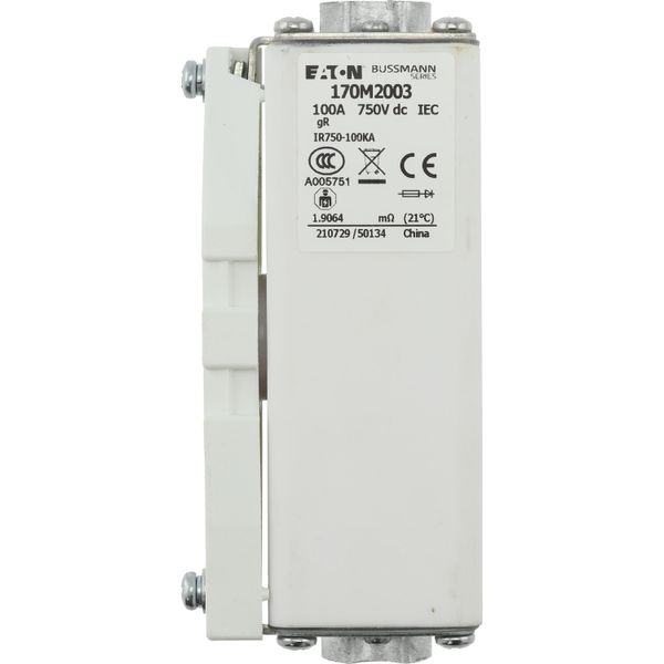 Fuse-link, high speed, 100 A, DC 750 V, compact size 1, 41 x 59 x 128 mm, aR, IEC, single indicator image 17