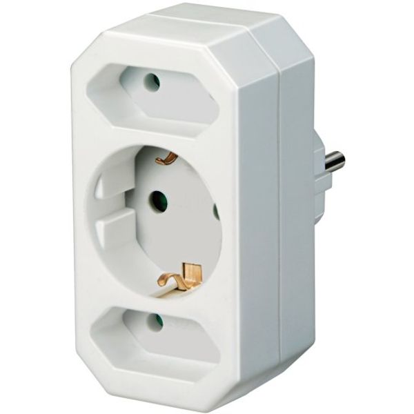 Adapter with 2 Euro + 1 earthed sockets image 1