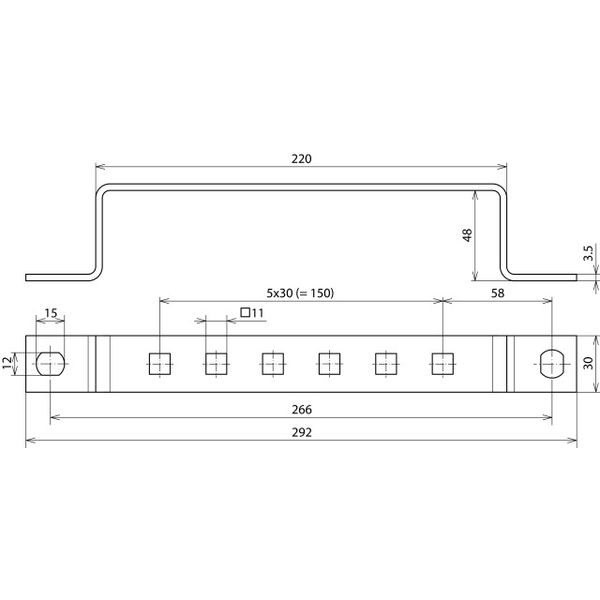 Earthing busbar StSt f. equipotential bonding w. 1 x 6 terminals image 2