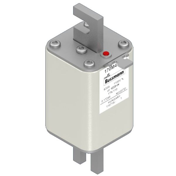 Fuse-link, high speed, 630 A, AC 1100 V, size 1, 53 x 66 x 138 mm, aR, DIN, IEC, single indicator image 3