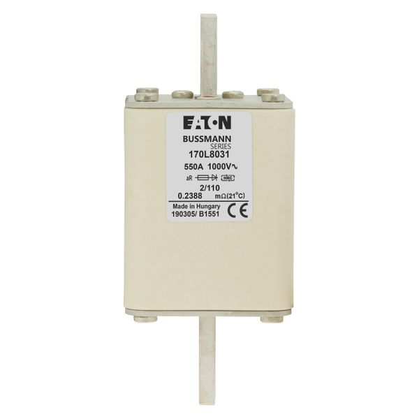 Fuse-link, high speed, 550 A, AC 1000 V, Size 2, 61 x 61 x 141 mm, aR, DIN, IEC, single indicator image 16