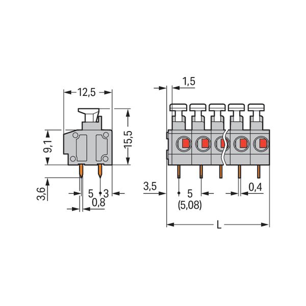 PCB terminal block push-button 1.5 mm² gray image 4