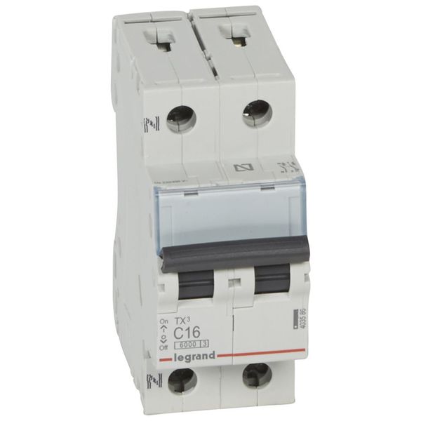 MCB TX³ 6000 - 1P+N - 230 V~ - 16 A - C curve - prong-type supply busbars image 1