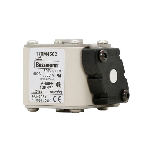 Fuse-link, high speed, 400 A, AC 690 V, size 1, 53 x 69 x 51 mm, aR, IEC, UL, single indicator image 15