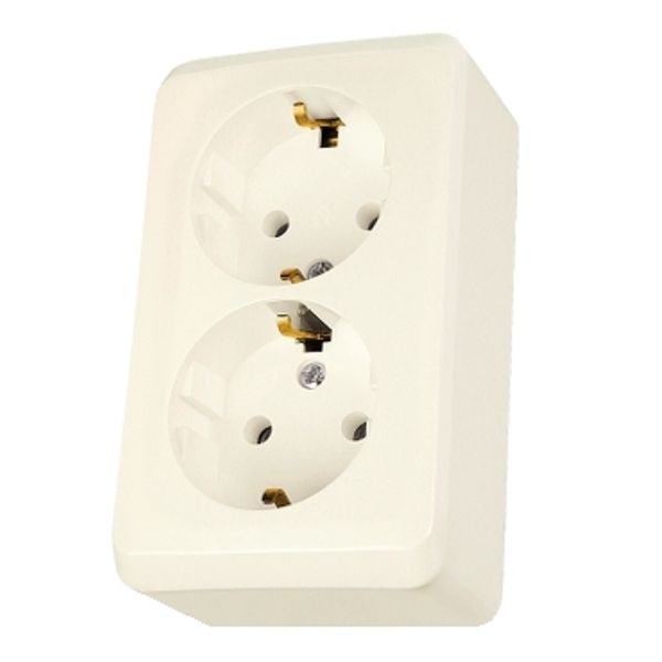 PRIMA - double socket-outlet with side earth - 16A, beige image 2
