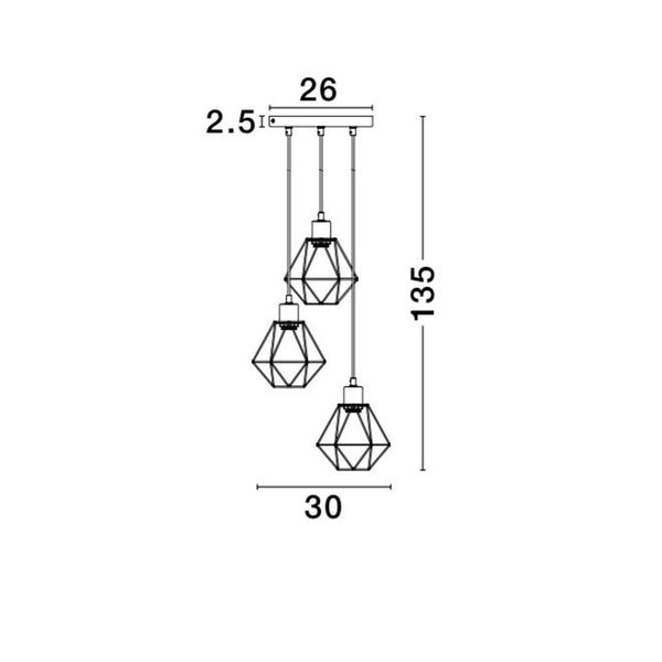 Black Metal   LED E27 3x12 Watt 230 Volt  IP20 Bulb Excluded  D: 30 H: 135 cm Adjustable height image 1