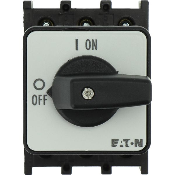 On-Off switch, P1, 40 A, flush mounting, 3 pole, with black thumb grip and front plate image 1