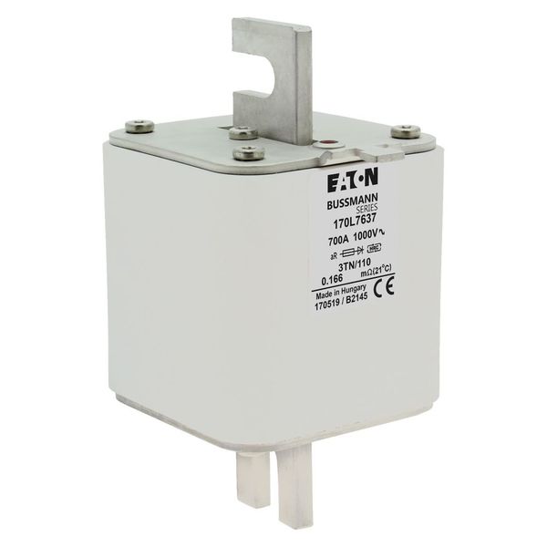 Fuse-link, high speed, 700 A, AC 1000 V, Size 3, 76 x 90 x 141 mm, aR, DIN, IEC, single indicator image 16