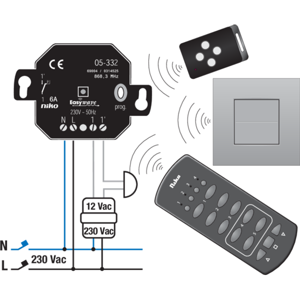 Single-pole, potential-free, 1-channel, flush-mounting RF receiver image 4