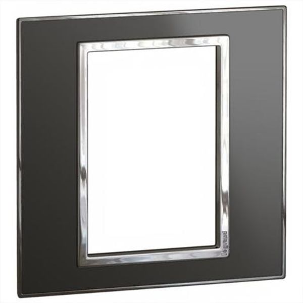 Arteor™ - British standard plate square version 3 modules 1 gang - Reflective Metal - Black image 1