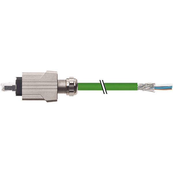 RJ45 PushPull male 0° with cable PUR 1x4xAWG22 shielded gn+dragch 0.3m image 1