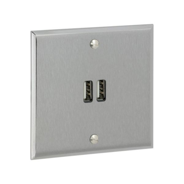 67122 Art d'Arnould universe Memory double USB socket 3A - brushed steel image 1