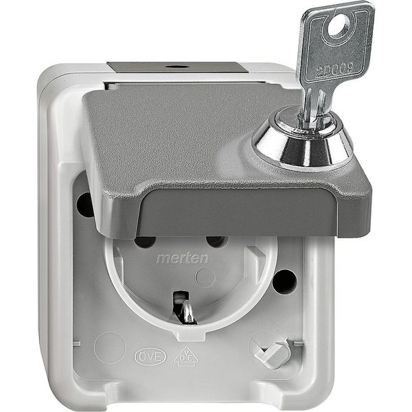 SCHUKO socket, lockable with various closures, light gray, AQUASTA image 1