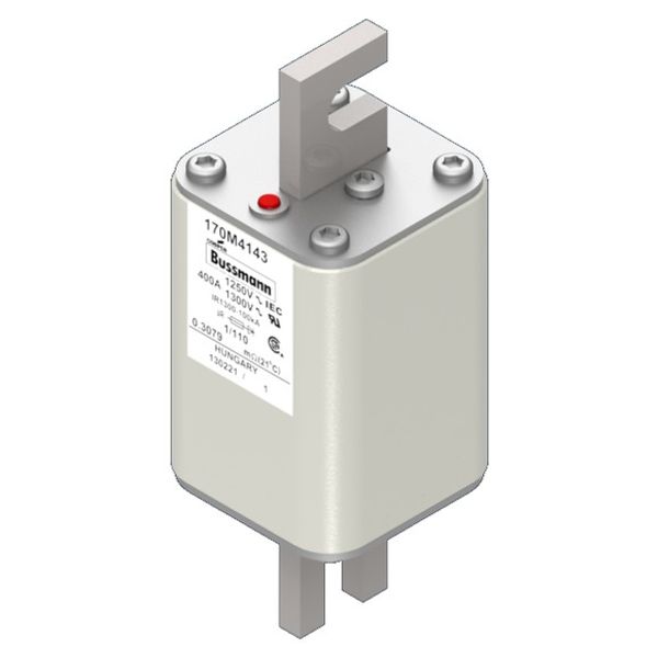 Fuse-link, high speed, 400 A, AC 1250 V, size 1, 53 x 66 x 138 mm, aR, DIN, IEC, single indicator image 2