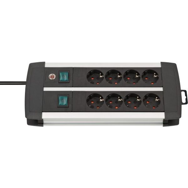 Premium-Alu-Line Technics extension lead 8-way Duo black 3m H05VV-F 3G1.5 with every 4 sockets switched image 1