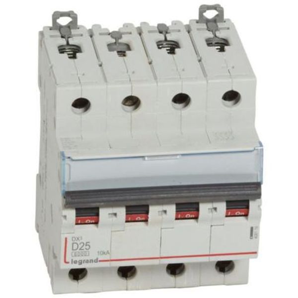 DX³6000 10kA high inlet and low outlet screw circuit breaker 4P 400~ - 25A - D curve - for traditional HX³ comb image 1