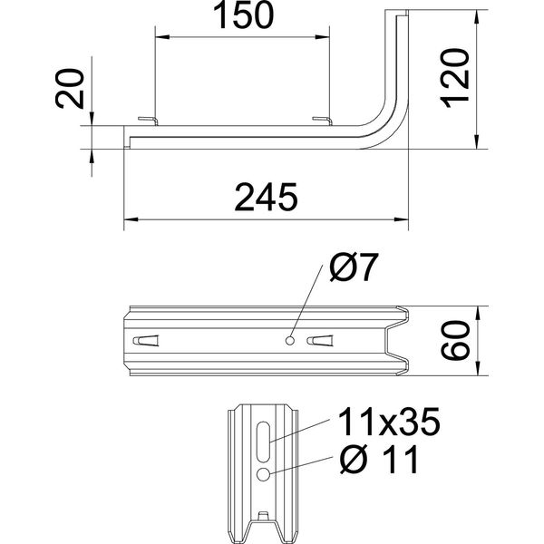 TPSAG 245 FS TP wall and support bracket for mesh cable tray B245mm image 2