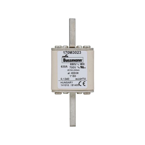 Fuse-link, high speed, 630 A, AC 690 V, compact DIN 1, 45 x 45 x 104 mm, aR, DIN, IEC, single indicator image 12