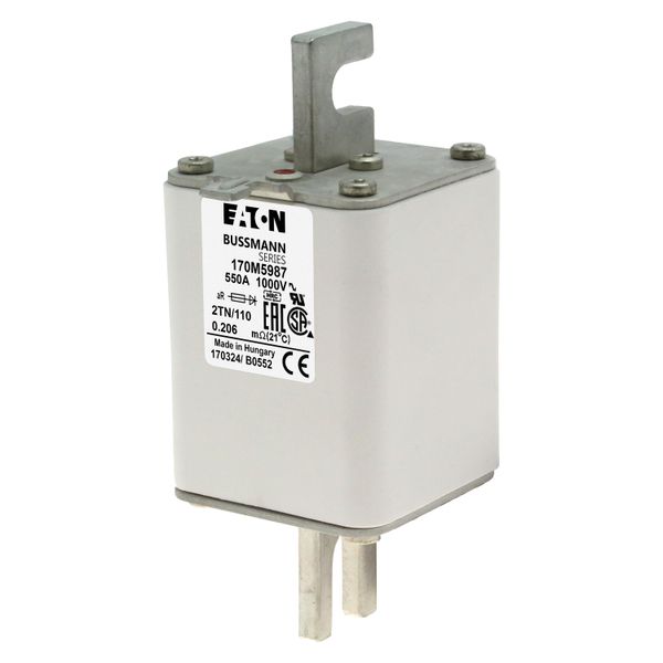 Fuse-link, high speed, 550 A, AC 1000 V, DIN 2, 59 x 75 x 138 mm, aR, DIN, IEC, single indicator image 7