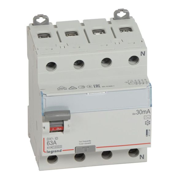 RCD DX³-ID - 4P - 400 V~ neutral right hand side - 63 A - 30 mA - AC type image 1