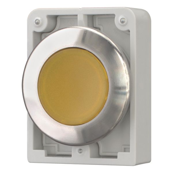 Illuminated pushbutton actuator, RMQ-Titan, flat, maintained, yellow, blank, Front ring stainless steel image 3