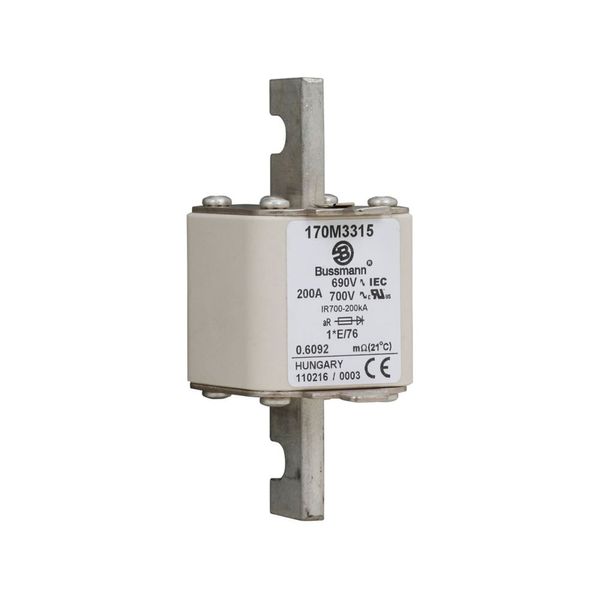 Fuse-link, high speed, 200 A, AC 690 V, compact size 1, 45 x 59 x 102 mm, aR, IEC, UL, visual indicator image 10