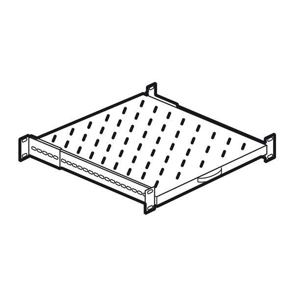 Telescopic shelf Linkeo 1U depth 425mm screw fixing on 4 x 19 inches uprights image 1