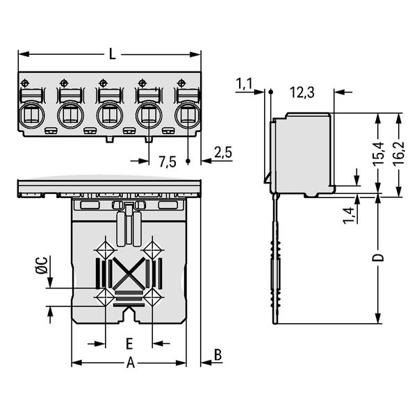 1-conductor female connector push-button Push-in CAGE CLAMP® light gra image 3